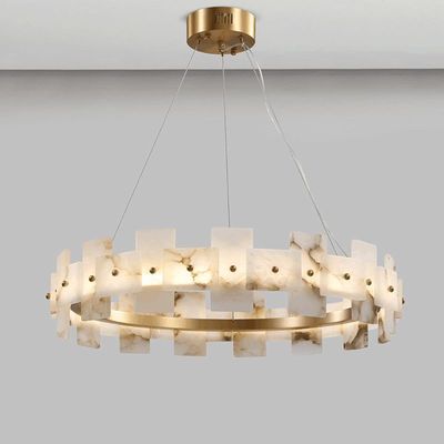 Trang trí gia đình Vòng tròn LED sang trọng Đèn dây chuyền hiện đại Đèn đèn chùm Đèn Alabaster