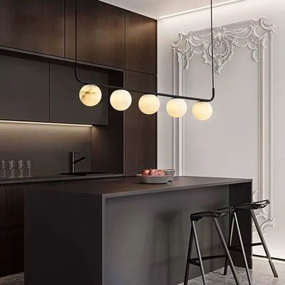 Nhập xưởng kim loại nhà hàng hiện đại Đèn treo cho phòng ngủ Bên giường Phòng ăn sang trọng Alabaster Quả bóng đá cẩm thạch Đèn treo