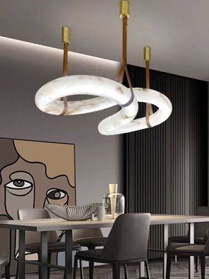 Thiết kế hình chữ số tám hiện đại Phòng khách Đảo nhà bếp Tây Ban Nha Alabaster tự nhiên Đèn đèn lồng Đèn treo