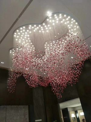 Đèn treo dây chuyền tùy chỉnh Dự án lớn khách sạn Lobby Hall Villa Đèn đèn chùm kính hiện đại