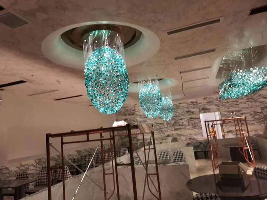 Khách sạn Crystal Chandelier Bar Phòng khách Phòng khách kỹ thuật lớn Đèn xanh minh bạch Đèn đá Đèn Đèn tùy chỉnh Đèn
