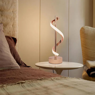 Đèn bàn xoắn ốc LED hiện đại tối giản Vàng hồng / Đen nhôm 12W Đèn phòng ngủ