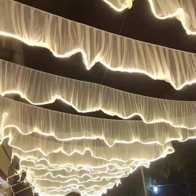White Light S Strip Wedding Ceiling Curtain For Dance Hall Wedding Event Party Hall Decor Với dải đèn LED