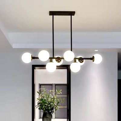 Nordic Creative Simple Guest Restaurant Dining Hall Bar Lamp Magic Beans Làn đèn treo bóng thủy tinh trắng lớn