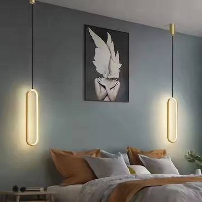 Modern Linear Black Gold Pendant Light Villa Duplex Phòng khách Phòng ngủ Bữa ăn Trang trí nhà Đèn đèn LED