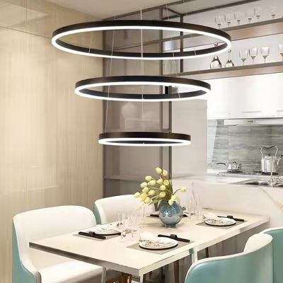 Chiếc vòng 3 thiết kế hiện đại treo trang trí nhẫn Acrylic LED đèn chùm vàng ánh sáng khách sạn Lobby phòng khách Long Stairwell đèn chùm