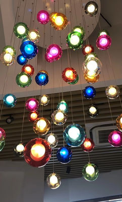 Cầu thang Long Glass Ball Hanging Lamp Đèn trần LED Ánh sáng sáng tạo cho nhà Đèn đèn lồng hiện đại