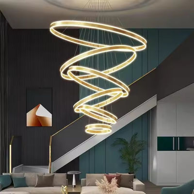 Chiếc đèn chùm hiện đại Đèn đèn chùm LED lớn Chiếc đèn chùm có thể điều chỉnh vòng tròn cao acrylic sang trọng cho phòng ăn khách sạn