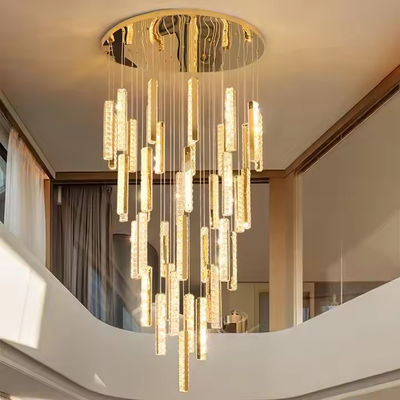 3000K-6500K Nhiệt độ màu sắc Crystal Chandelier LED Ring cho khách sạn hiện đại Lobby cầu thang Villa