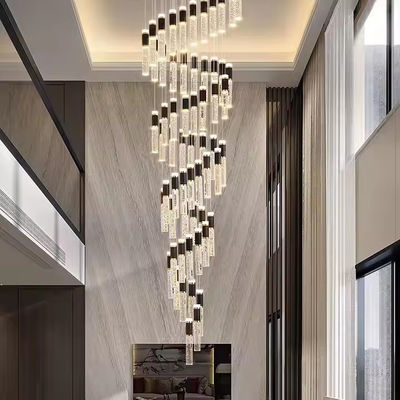 Đèn thang quay Crystal Villa đẹp Đèn treo tròn Đèn khách sạn đơn giản phòng khách phòng khách Duplex Đèn đèn lồng Đèn treo LED