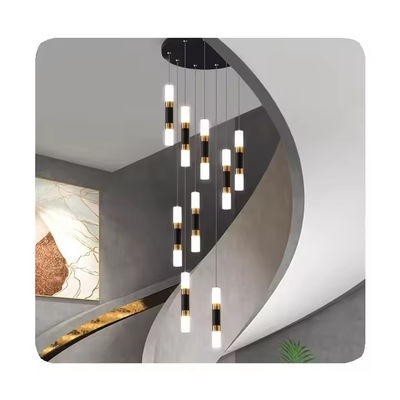 Thang trong phòng khách Modern High Ceiling Chandelier with Dimmable Aluminum Acrylic LED Lights