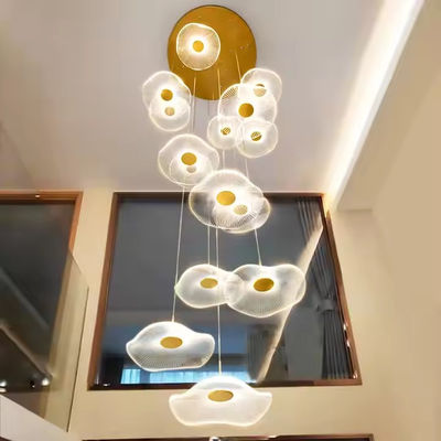 Thiết kế Modern Lotus Leaf Design LED Trần nhà Acrylic Light Thang cầu thang Nhà sang trọng Đèn trang trí Đèn đèn lồng