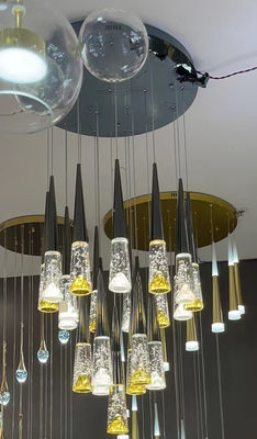 Nordic Light Luxury Silver Mountain Crystal Chandelier cho Villa Duplex cầu thang