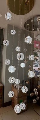 Villa Hotel Loft cầu thang treo đèn thiết kế thiết kế hiện đại Acrylic Corrugated bóng Pendant đèn với dải đèn LED