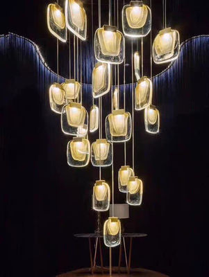 Nordic Light Luxury Designer LED Light Strip Crystal Glass Pendant Lamp Đối với phòng khách Phòng ăn Phòng thang biệt thự