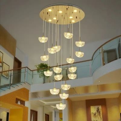 Duplex xây dựng phòng khách đèn sáng tạo thỏi tinh thể biệt thự treo ánh sáng cầu thang xoắn ốc đèn chùm dài