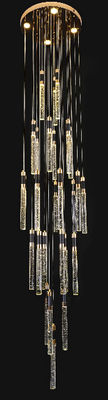 Simple Stairwell Long Crystal Column Chandelier Trần nhà cao Góc chung cư Cầu thang trần chi nhánh Chandelier Đèn đèn LED Chandelier
