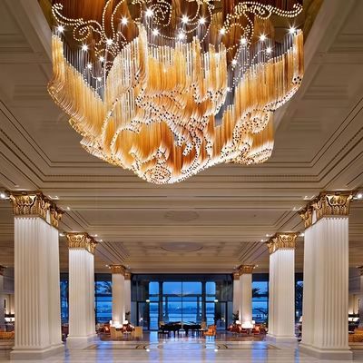 Custom Big Large Hotel Lobby Banquet Hall Murano Glass Pendant Light Chiếc đèn chùm sang trọng hiện đại Cho trang trí phòng đám cưới