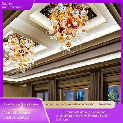 Đèn đèn chùm bóng thủy tinh bong bóng đa màu trang trí tinh thể hiện đại được sử dụng cho khách sạn Phòng hành lang Bàn cưới tùy chỉnh Phòng hành lang Cầu thang dài Kích thước lớn Dự án sang trọng Đèn đèn chùm bóng thủy tinh đèn chùm đuôi