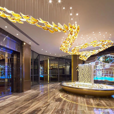 Non Standard Project Hotel Lobby Club Vàng kính treo trang trí khách sạn Banquet Hall Đèn trang trí