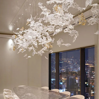 Dự án phi tiêu chuẩn tùy chỉnh kính hai lỗ Maple Leaf Hanging Decoration Hotel Department Hall Thiết kế mềm lớn Ánh sáng nghệ thuật