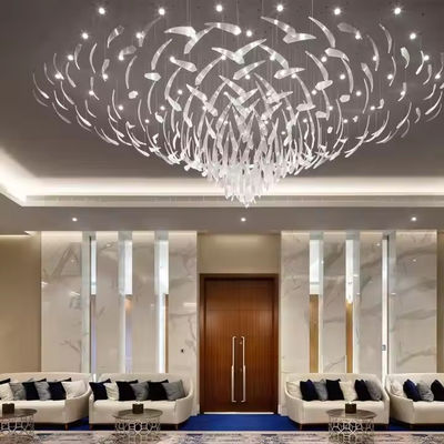 Phong cách Bắc Âu Custom Hotel Lobby Villa Phòng tiệc LED Crystal Chandelier Pendant Light Stainless Steel Glass Luxury For Room
