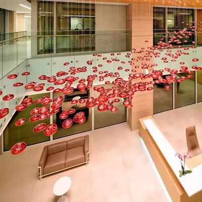 Đèn đèn thủy tinh LED Đèn đèn lớn hiện đại Đèn đá đỏ Đường cá Custom Hotel Engineering Đèn treo Đèn bất thường