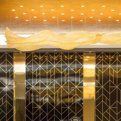 Dự án quy mô lớn tùy chỉnh Khách sạn sang trọng hiện đại Phòng tiệc Đèn trang trí vàng LED Crystal Mesh Chandelier