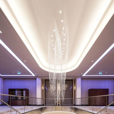 Crystal Luxury Duplex Villa Thang cầu thang Đèn chùm Phòng khách Đèn trần Nhà hàng Đèn tùy chỉnh cao cấp