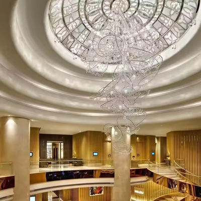 Crystal Non Standard Engineering Custom Hotel Hall Chandelier Phòng tiệc Crystal Ball Mesh Metal Engineering Lamp