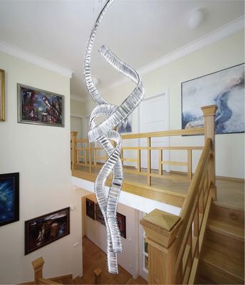 Villa Cầu thang cao Double Crystal Light Atmosphere Ribbon Zhongshan Đèn Trang trí nhà Đèn phòng khách 30 KG