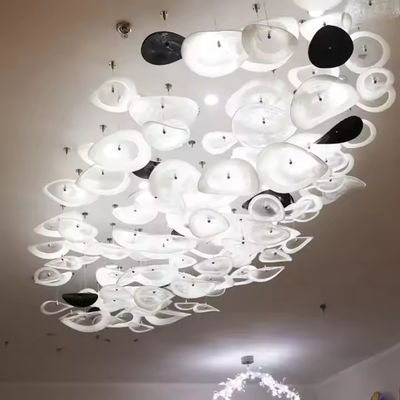 White Glass Pendant Art Glass Hotel Lobby Villa Phòng khách Phòng khách Luxury Glass Ceiling Led Decorative Chandelier