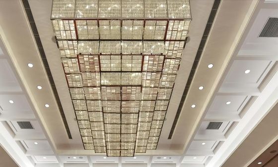 Modern Large Flush Mount Núi hình chữ nhật K9 Crystal chùm đèn chùm Đèn chùm Ánh sáng Đang