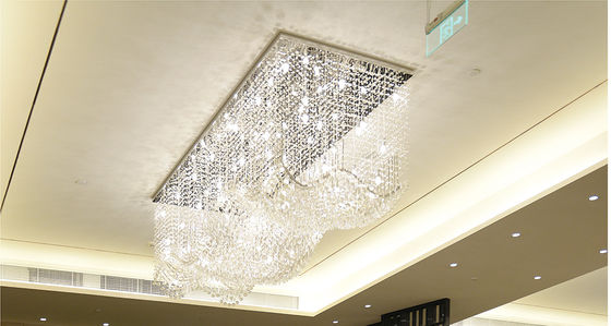 Phòng khách hiện đại được tùy chỉnh LED Wave Rectangular String Crystal Lamp Hotel Engineering Crystal Hanging Chandeliers