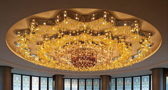 Home Luster Quanh vàng đèn bếp cầu thang khách sạn phòng khách lớn Trần Led Luxury Crystal Modern Pendant Lights đèn chùm