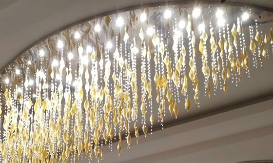 Đèn đèn chùm trần Led Luxury Art 1 Piece Glass Pendant Light Bàn tay thổi kính đèn chùm vàng Crystal Hotel Villa Custom Modern