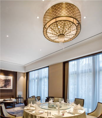 Khách sạn không tiêu chuẩn Nhà hàng Custom Chandelier Bar Hotel Club Hot Pot Trung Quốc KTV Áo lớn Nghệ thuật Phòng riêng Hộp ánh sáng phong cách Rattan Tròn đèn LED Trần nhà