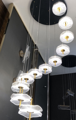 Nội thất trang trí hiện đại Acrylic đèn chùm LED Phòng khách Nordic Double Lotus đèn chùm trang trí