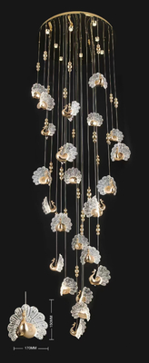 Đèn chùm LED trần hình công trang trí đám cưới, đèn thả trang trí bằng acrylic cho sân khấu và khách sạn, đèn chùm rỗng đón cầu thang xoắn ốc đôi