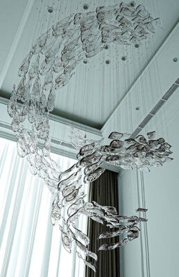 Creative Hotel Lobby Villa Phòng tiệc Kỹ thuật Thủy tinh Đèn tùy chỉnh Trang trí Spiral Glass Leaf Accessories