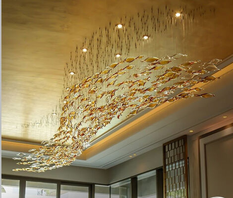 Đèn chùm xoắn ốc thủy tinh thủ công Mô hình nghệ thuật Phụ kiện lá xoắn thủy tinh tùy chỉnh