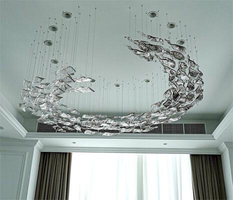 Đèn đèn chùm tùy chỉnh Đèn trang trí trần nhà hiện đại lớn Đèn treo thủy tinh Đèn treo