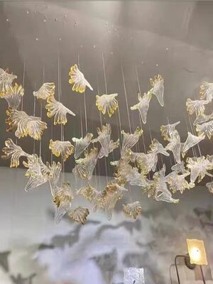 Tăng độ điều chỉnh tùy chỉnh đa màu Ginkgo Leaf Glass Decorative Chandelier