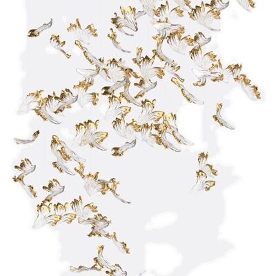 Ứng dụng tùy chỉnh làm khách sạn Lobby trang trí kính Đèn dây chuyền Đèn hiện đại LED trần đèn chùm đèn chùm ánh sáng vàng lá phụ kiện