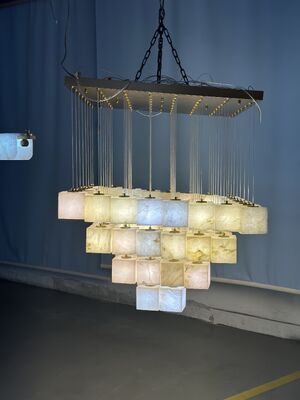 Đèn chùm đá cẩm thạch tự nhiên hiện đại, đèn sang trọng kiểu biệt thự Tây Ban Nha, đèn thả trần thạch cao cho phòng khách, nhà hàng