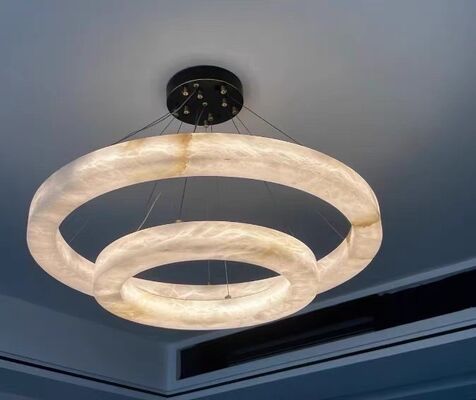 Lustre en albâtre personnalisé L1P, suspension de luxe en laiton