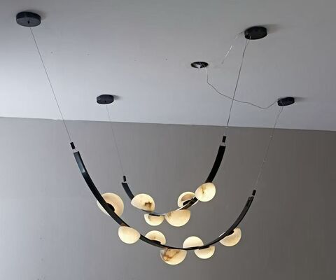 Đèn chùm đá cẩm thạch hình bông tuyết phong cách Bắc Âu hiện đại cho phòng ăn, phòng học, khách sạn, đui E26, AC, đèn trang trí sáng tạo đơn giản cho phòng khách