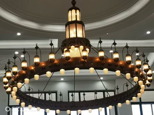 Dự án tùy chỉnh Masjid Islamic Chandelier Chiếc đèn chùm vàng sang trọng lớn Đèn chùm tinh thể Đèn đèn chùm cho nhà thờ