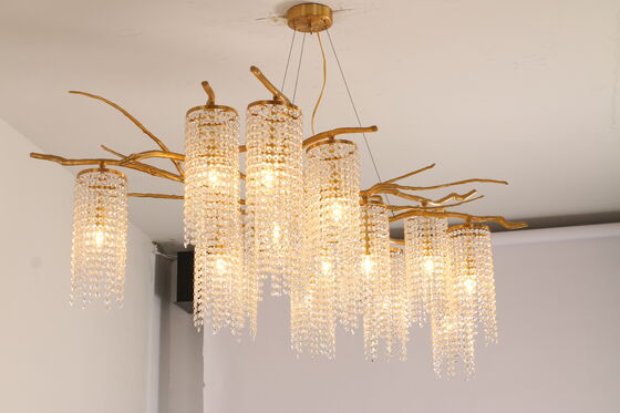 Mặt dây chuyền pha lê trong suốt sang trọng Đèn chùm Grand Nhiều tầng Sảnh khách sạn Trung tâm Đèn treo trần