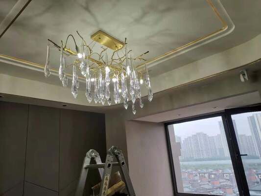 Đèn chùm pha lê Grand Foyer Đèn chùm trần nhiều ánh sáng hình tròn có chiều cao gấp đôi sang trọng